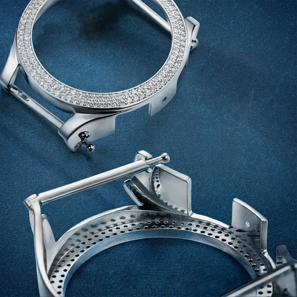 MOISSANITE DIAMOND GALAXY WATCH BEZEL OR CASE IN STERLING SILVER - Image 3