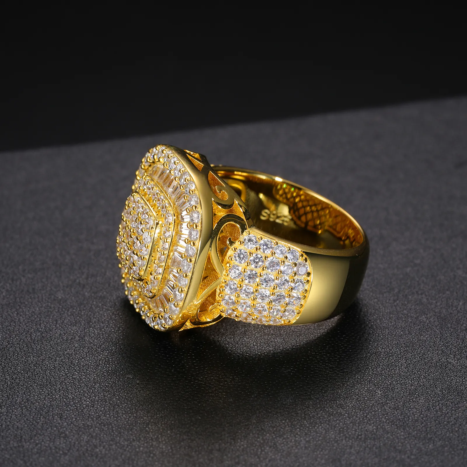 MOISSANITE DIAMOND GEOMETRIC RING IN STERLING SILVER - Image 3
