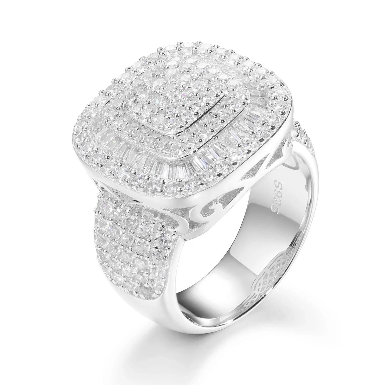 MOISSANITE DIAMOND GEOMETRIC RING IN STERLING SILVER - Image 4