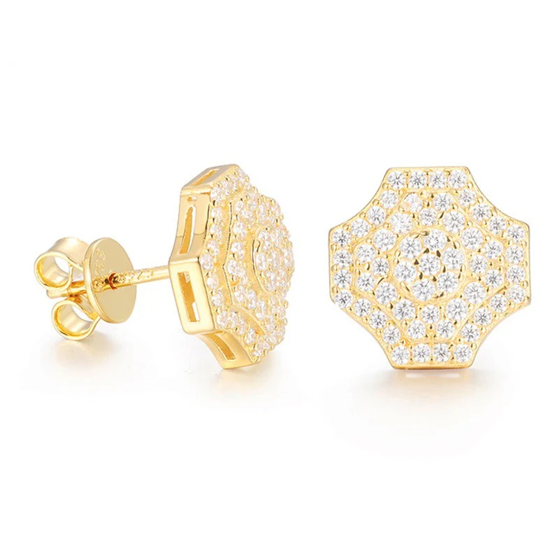 MOISSANITE DIAMOND GEOMETRIC STUD EARRINGS IN STERLING SILVER - Image 2