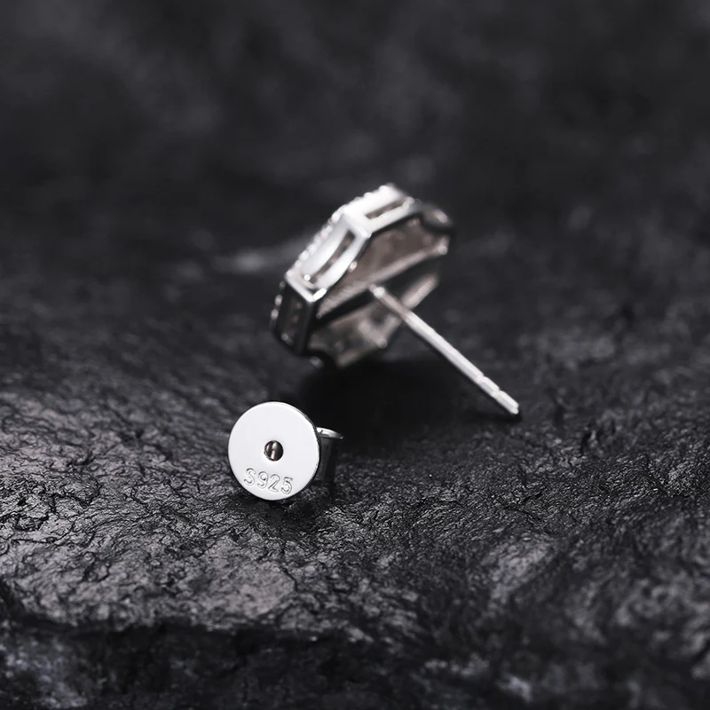 MOISSANITE DIAMOND GEOMETRIC STUD EARRINGS IN STERLING SILVER - Image 4