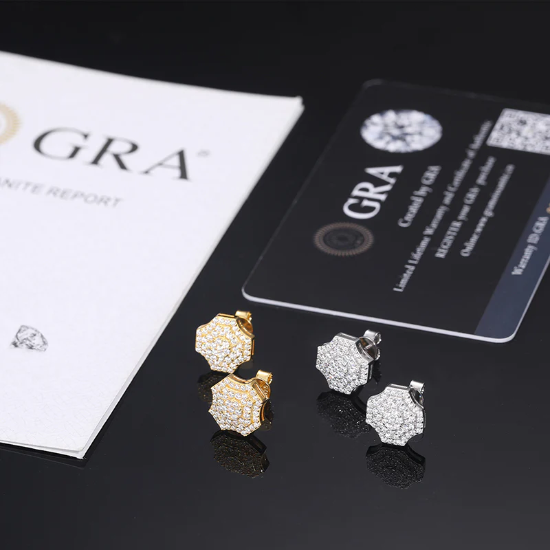 MOISSANITE DIAMOND GEOMETRIC STUD EARRINGS IN STERLING SILVER - Image 5