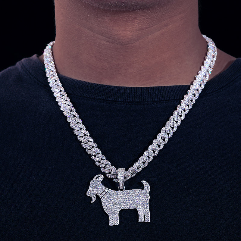 MOISSANITE DIAMOND GOAT PENDANT IN STERLING SILVER - Image 2