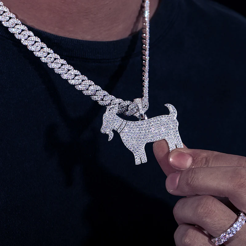 MOISSANITE DIAMOND GOAT PENDANT IN STERLING SILVER - Image 3