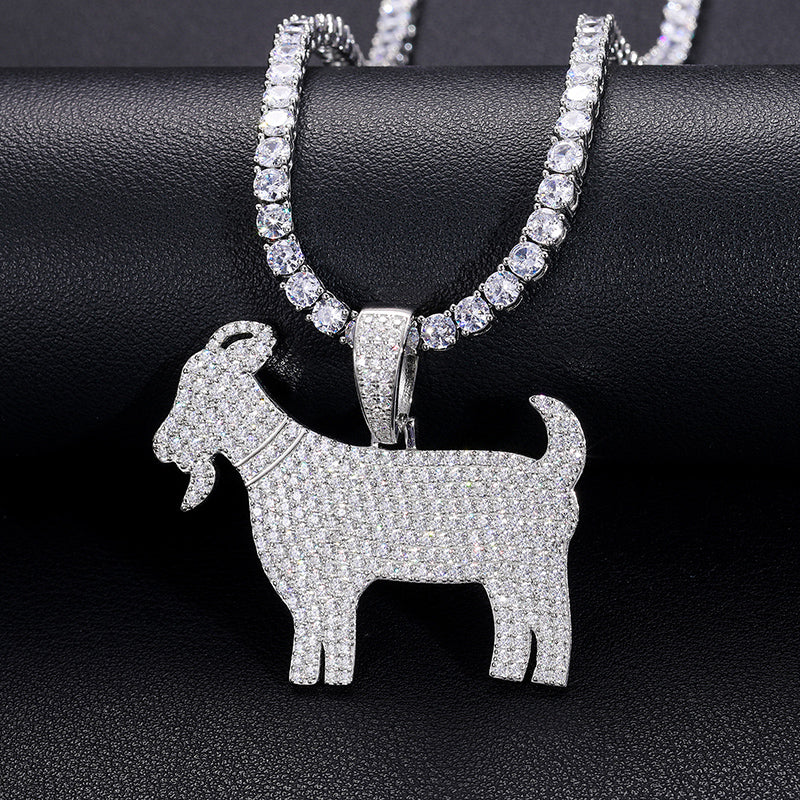 MOISSANITE DIAMOND GOAT PENDANT IN STERLING SILVER - Image 4