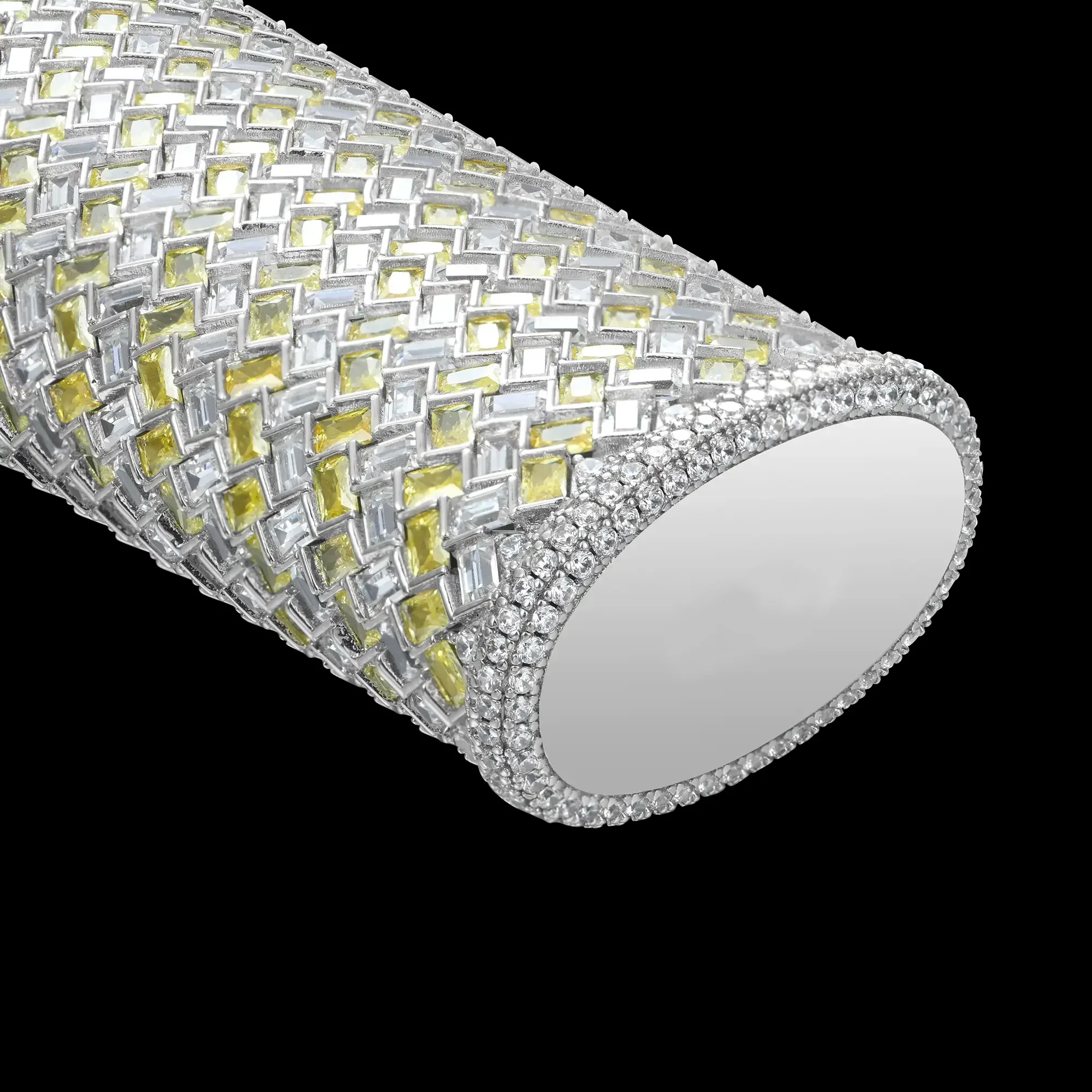 MOISSANITE DIAMOND GOLDEN WEAVE LIGHTER CASE IN STERLING SILVER - Image 3