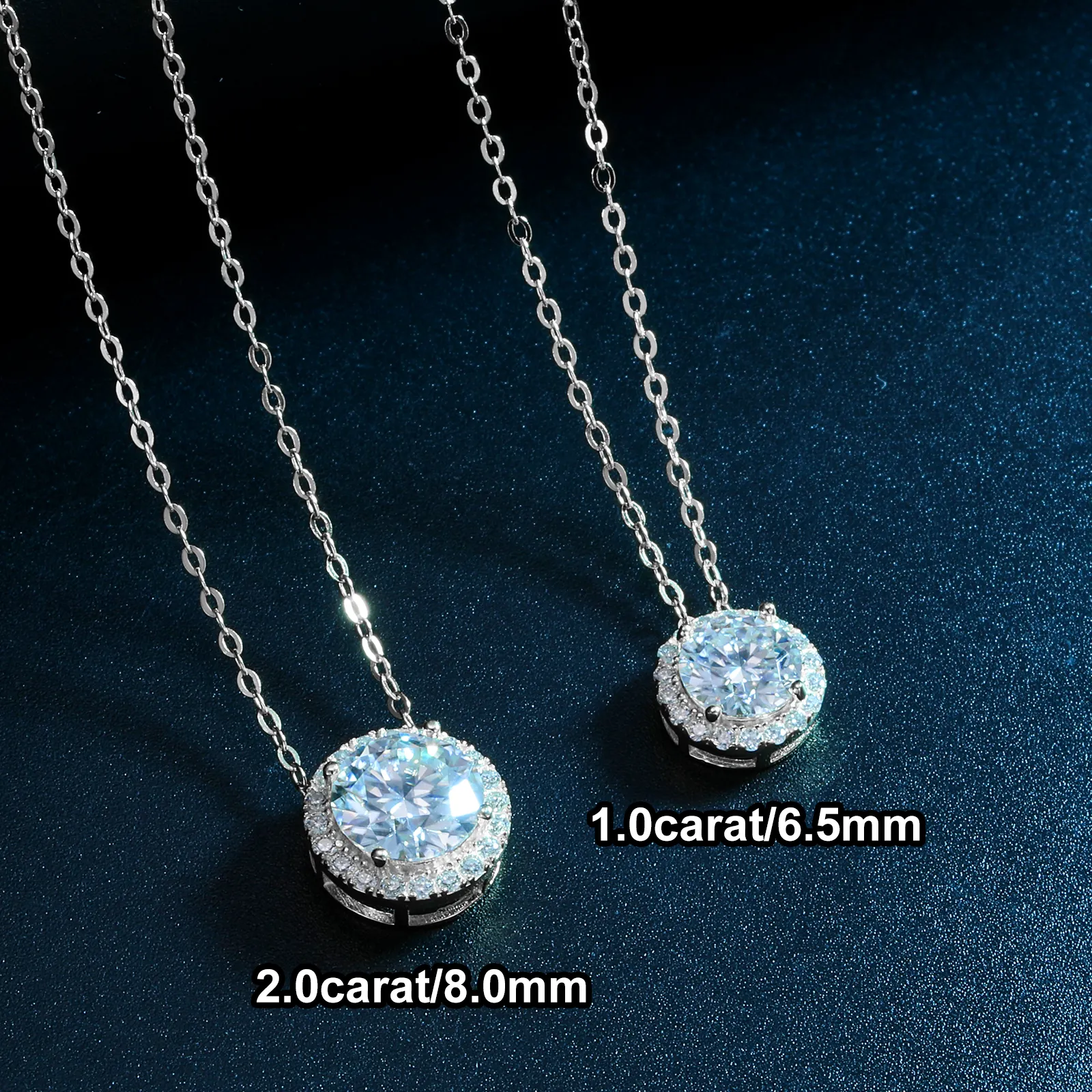 MOISSANITE DIAMOND HALO ETERNITY CHARM PENDANT NECKLACE FOR WOMEN IN STERLING SILVER - Image 4