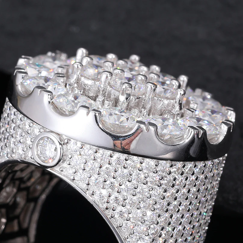 MOISSANITE DIAMOND HALO FLOWER RING IN STERLING CHAIN - Image 3