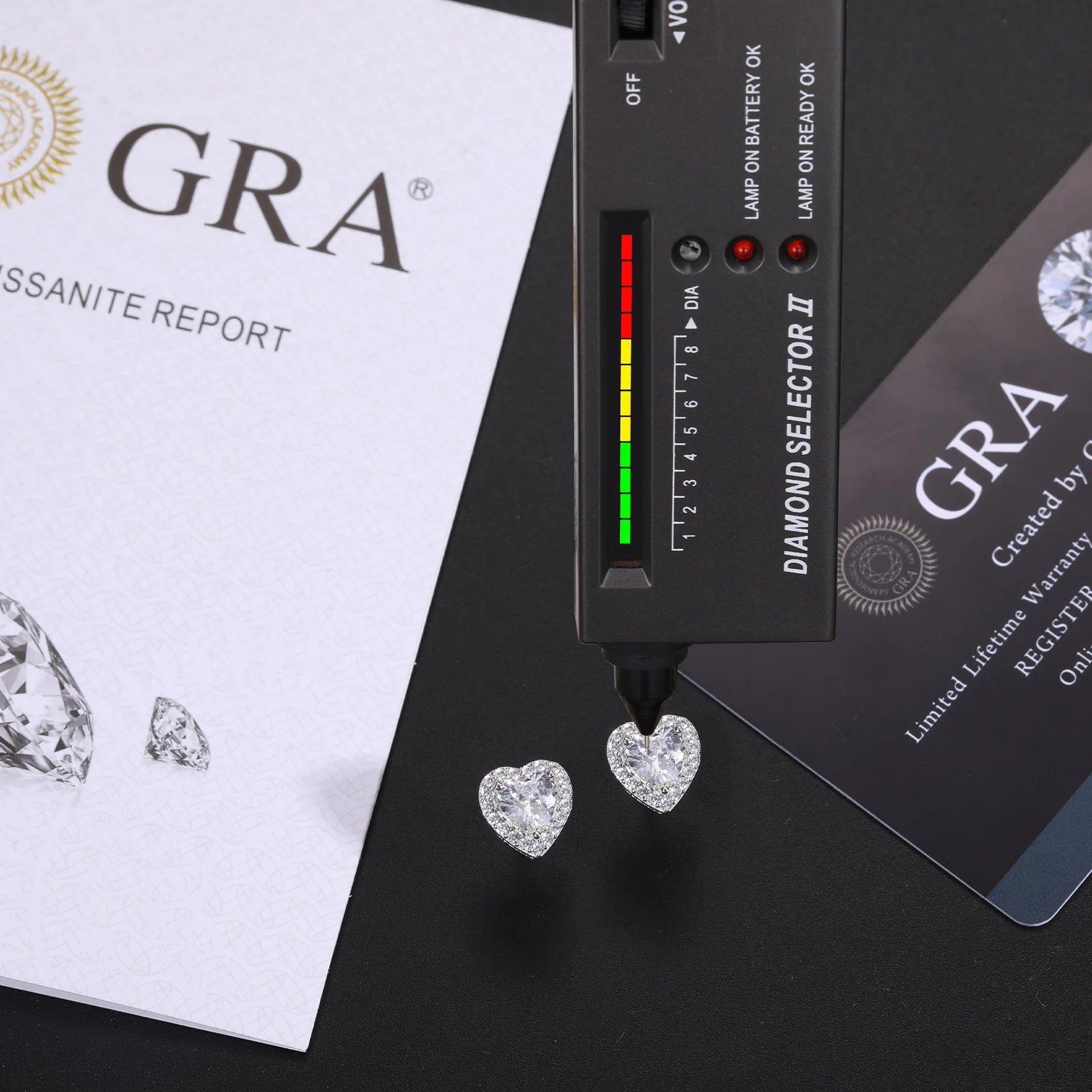 MOISSANITE DIAMOND HALO HEART CUT STUD EARRINGS IN STERLING SILVER - Image 4