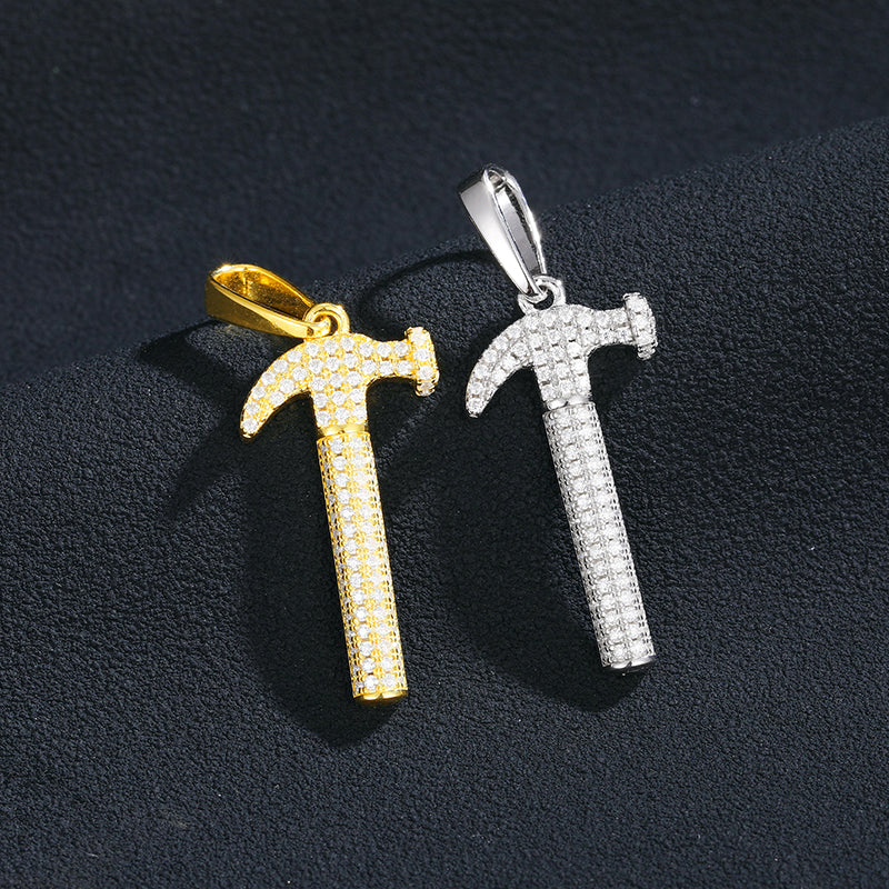 MOISSANITE DIAMOND HAMMER PENDANT IN STERLING SILVER - Image 2