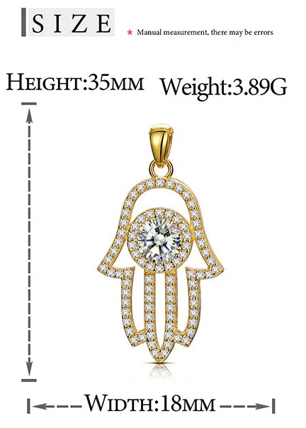 MOISSANITE DIAMOND HAMSA HAND PENDANT NECKLACE IN STERLING SILVER - Image 6