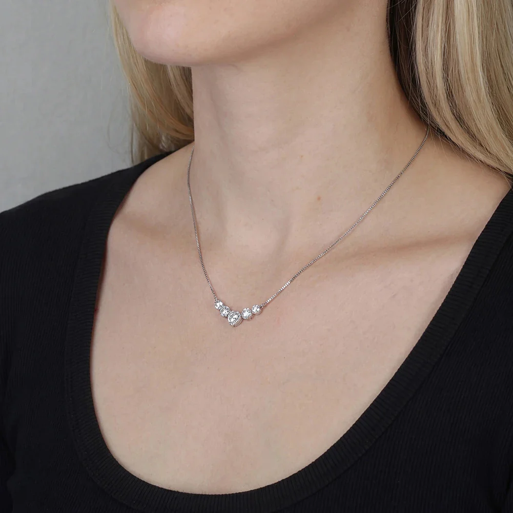 MOISSANITE DIAMOND HEART CHARM NECKLACE IN STERLING SILVER - Image 2