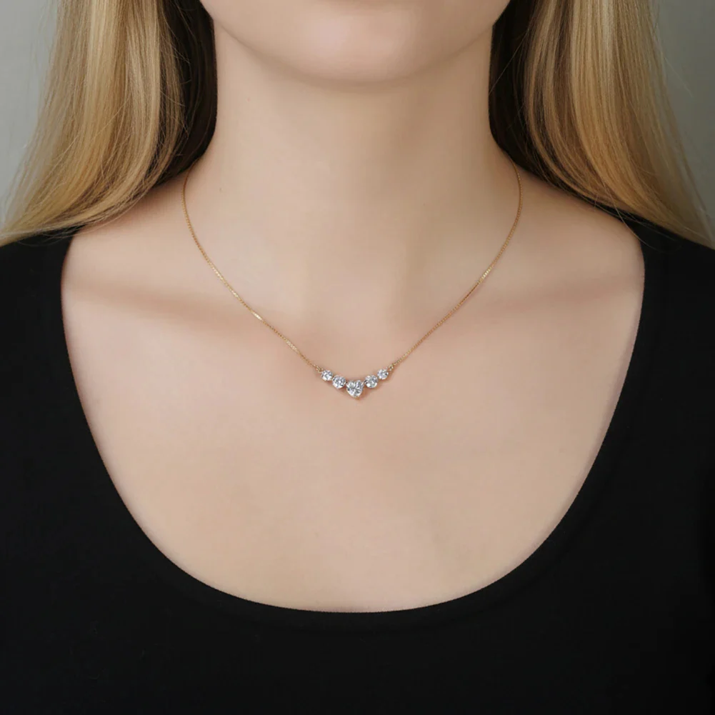 MOISSANITE DIAMOND HEART CHARM NECKLACE IN STERLING SILVER - Image 4
