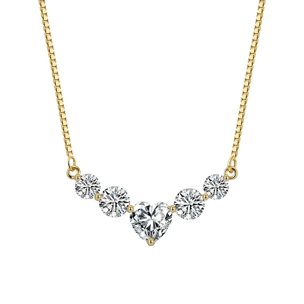 MOISSANITE DIAMOND HEART CHARM NECKLACE IN STERLING SILVER - Image 6