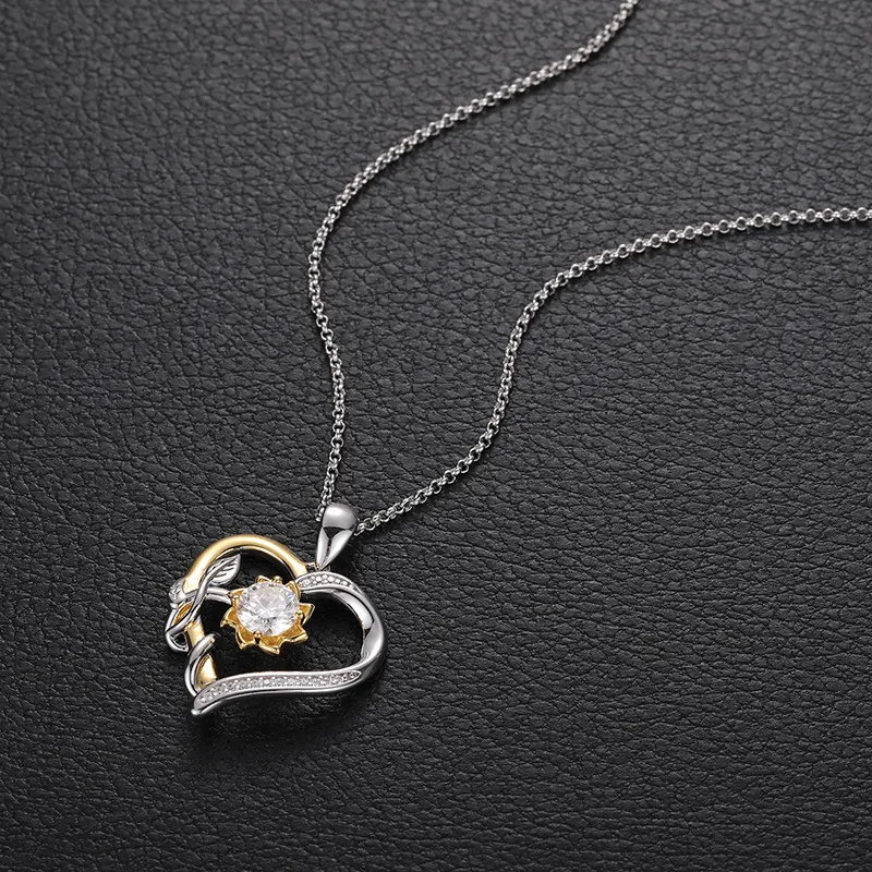 MOISSANITE DIAMOND HEART LOVE ETERNITY PENDANT NECKLACE FOR WOMEN IN STERLING SILVER - Image 3