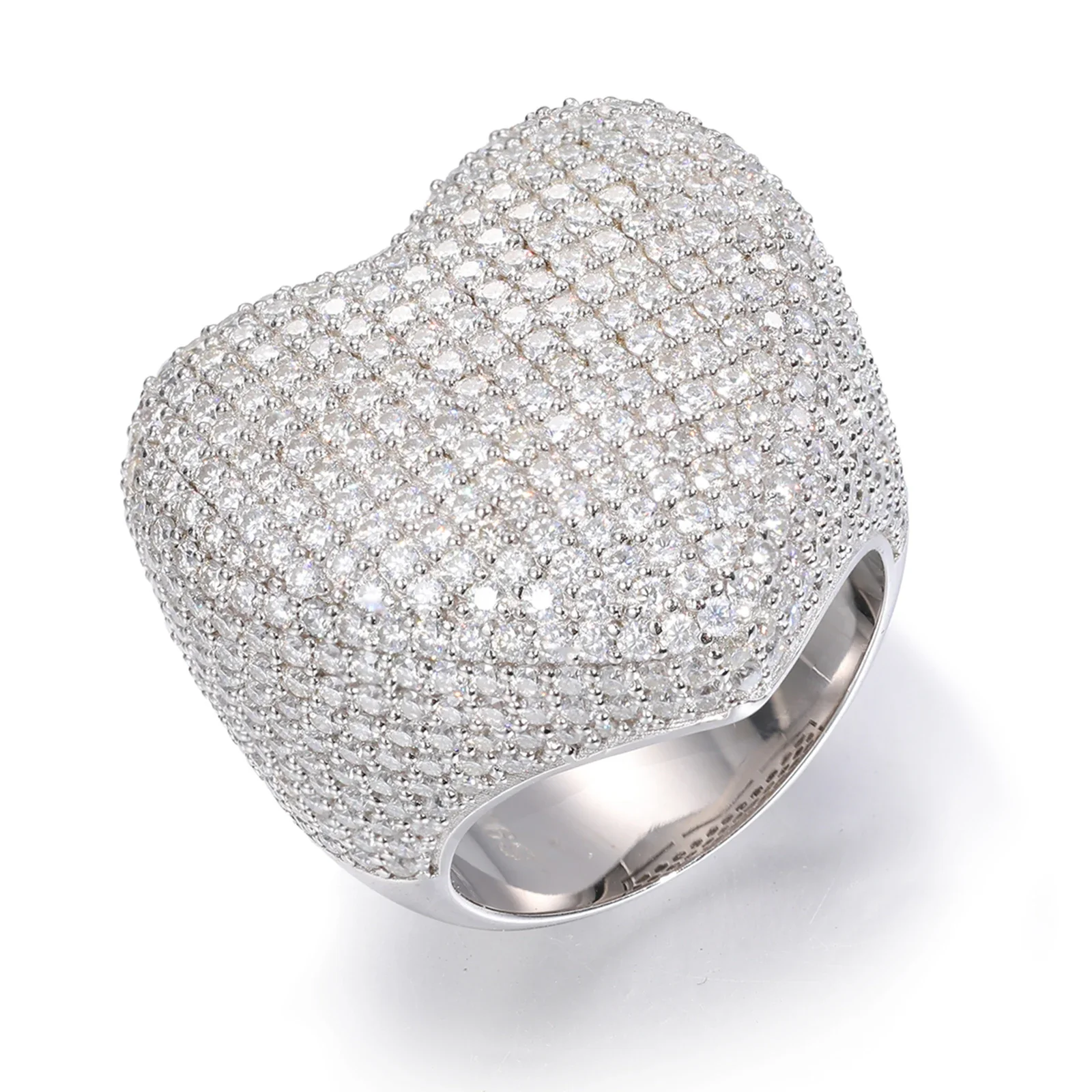 MOISSANITE DIAMOND HEART RING IN STERLING SILVER - Image 3