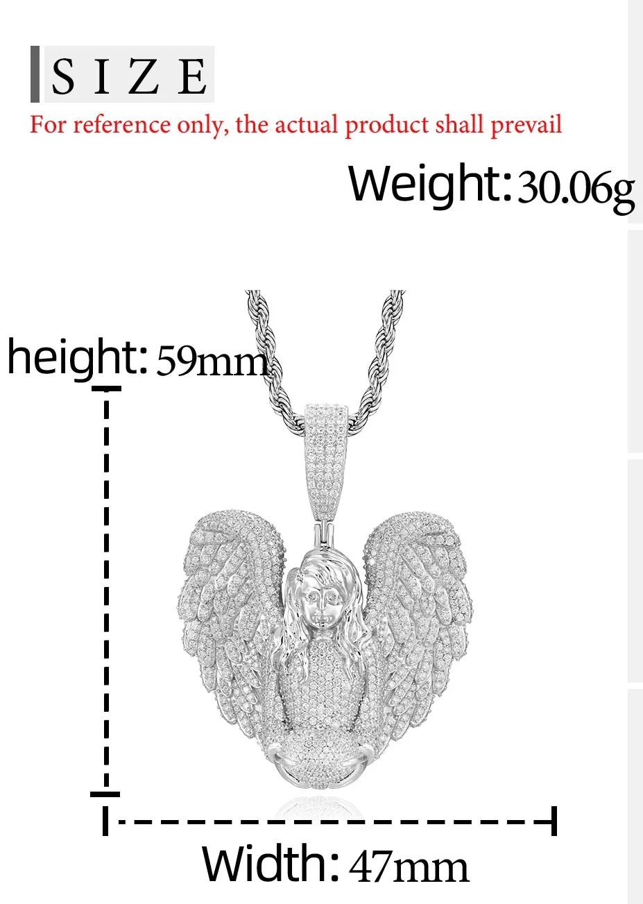 MOISSANITE DIAMOND HEAVENLY ANGEL PENDANT IN STERLING SILVER - Image 7