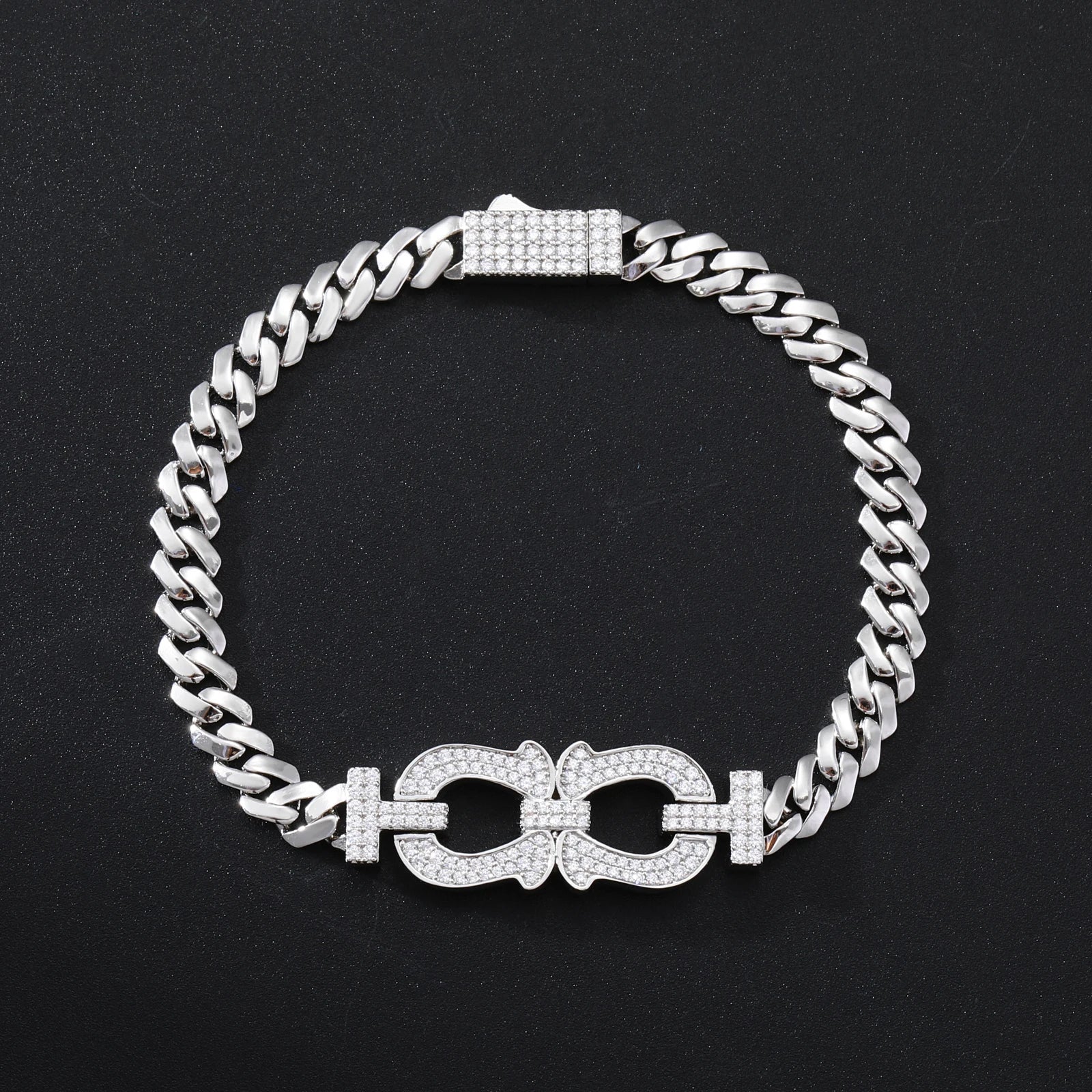 MOISSANITE DIAMOND HORSESHOE BRACELET IN STERLING SILVER - Image 2