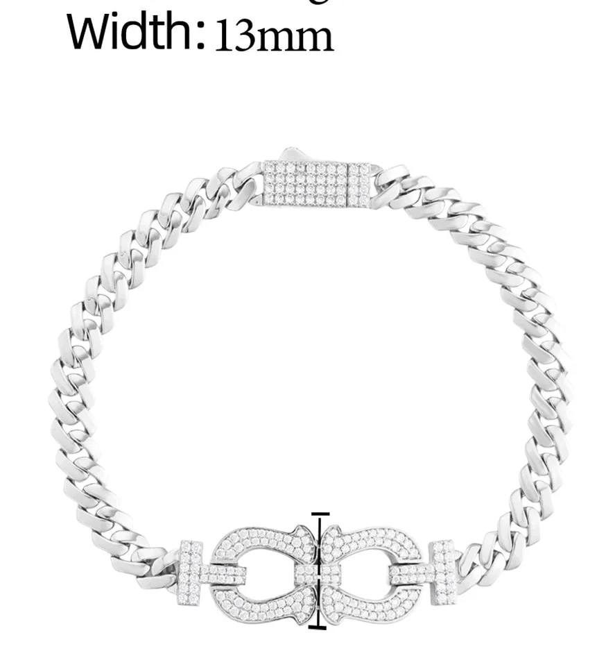 MOISSANITE DIAMOND HORSESHOE BRACELET IN STERLING SILVER - Image 7