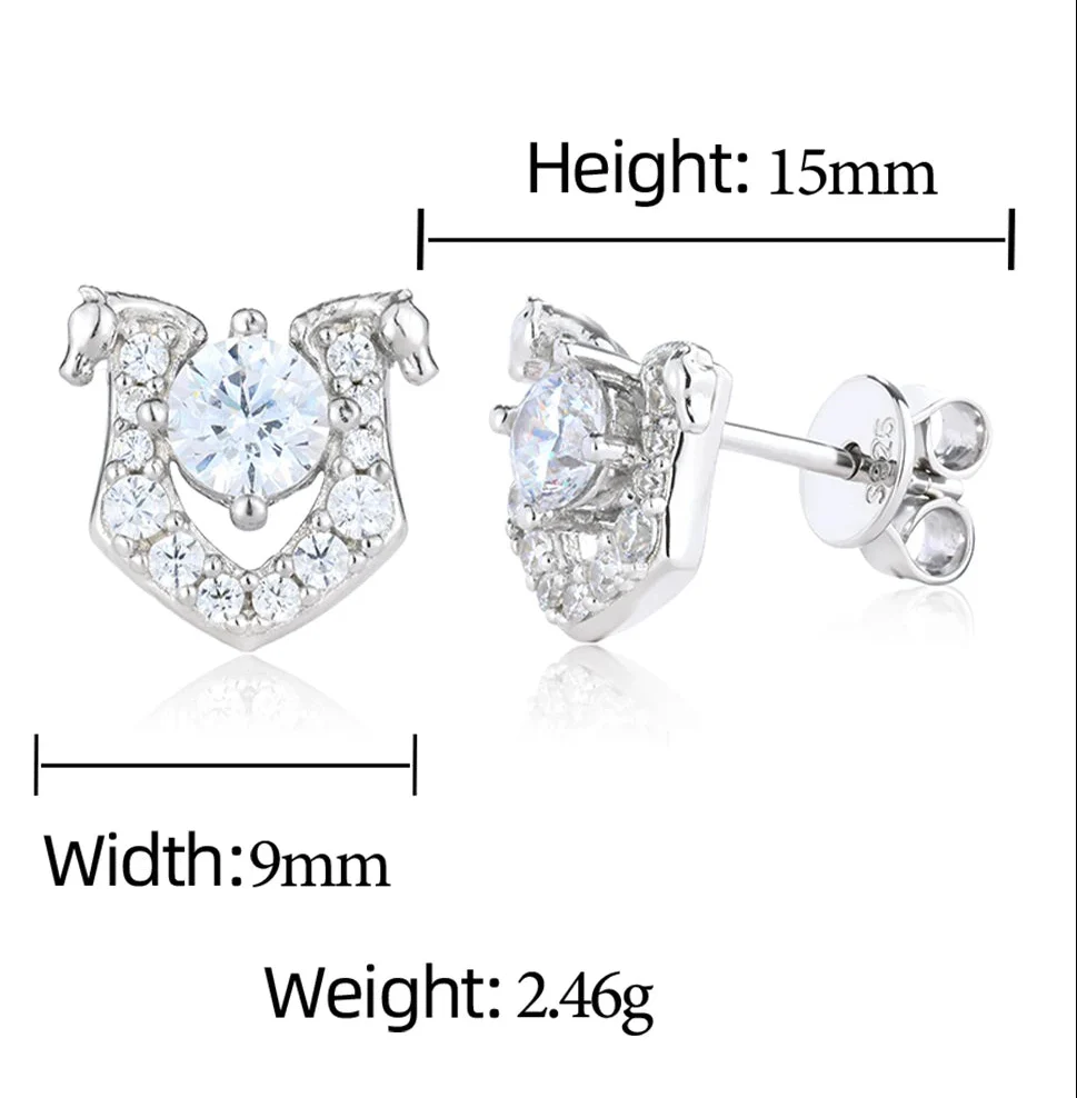 MOISSANITE DIAMOND HORSESHOE EARRINGS IN STERLING SILVER - Image 6
