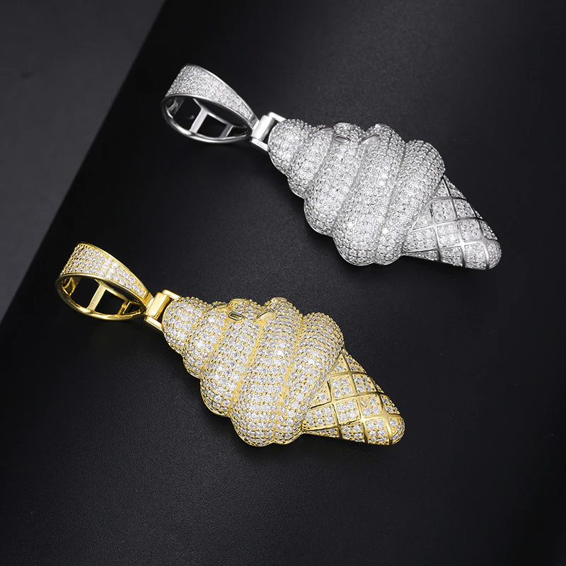 MOISSANITE DIAMOND ICE CREAM CONE PENDANT NECKLACE IN STERLING SILVER - Image 4