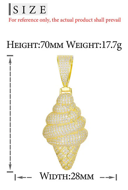 MOISSANITE DIAMOND ICE CREAM CONE PENDANT NECKLACE IN STERLING SILVER - Image 6