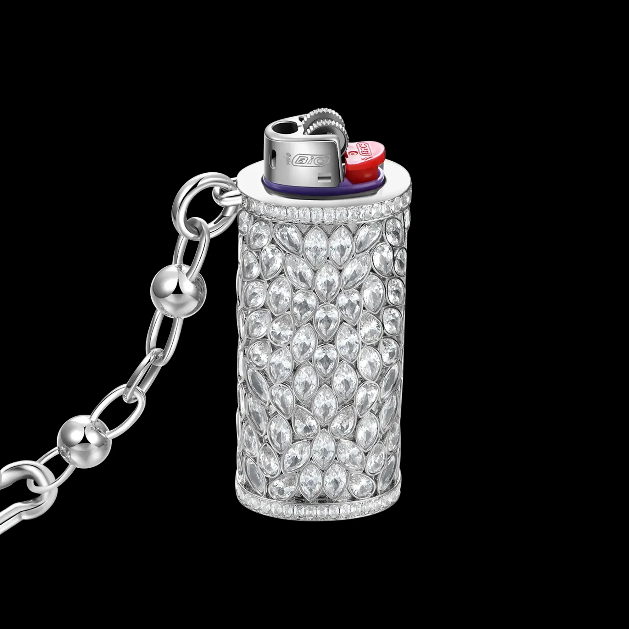 MOISSANITE DIAMOND ICED LIGHTER CASE IN STERLING SILVER - Image 4