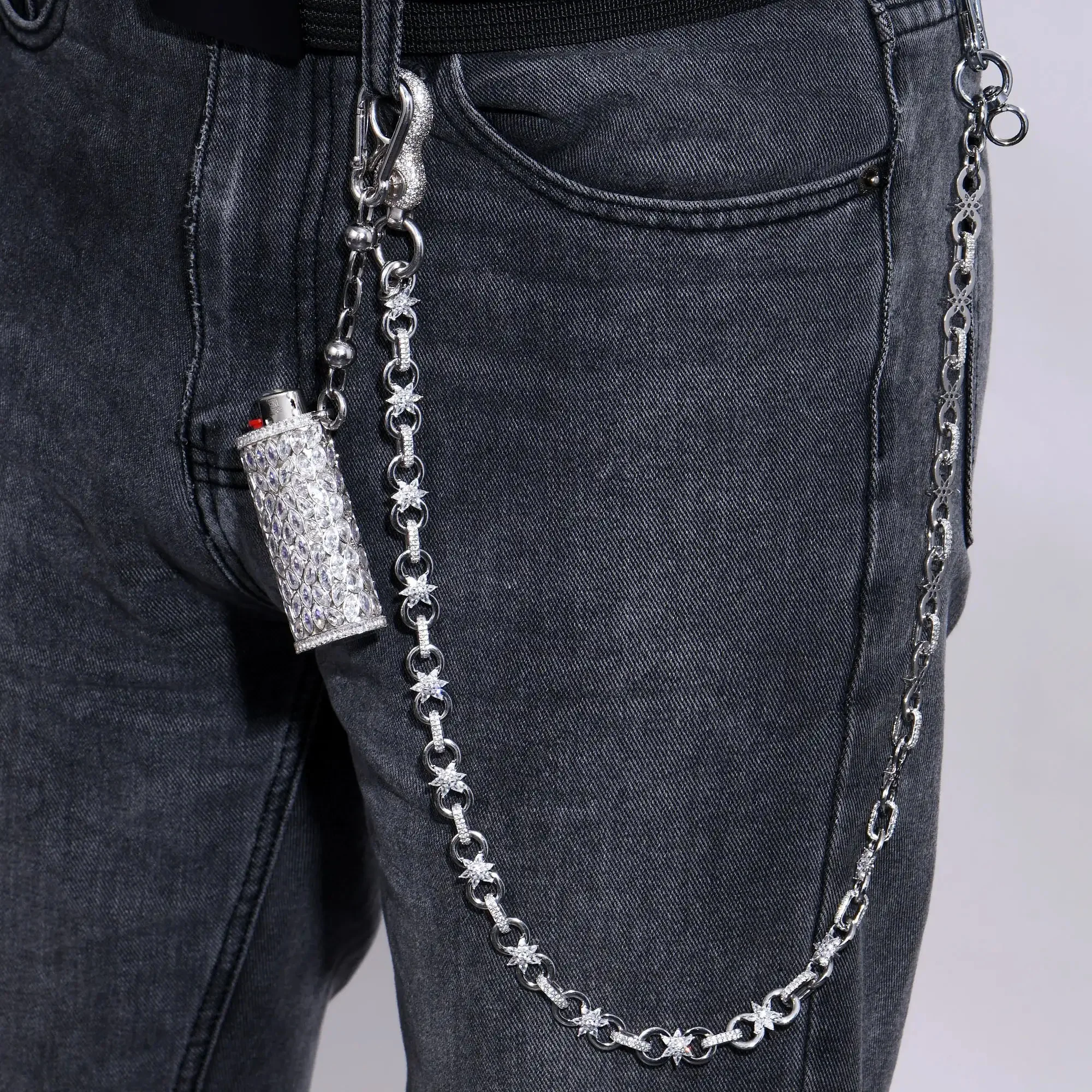 MOISSANITE DIAMOND ICED LIGHTER CASE IN STERLING SILVER - Image 6
