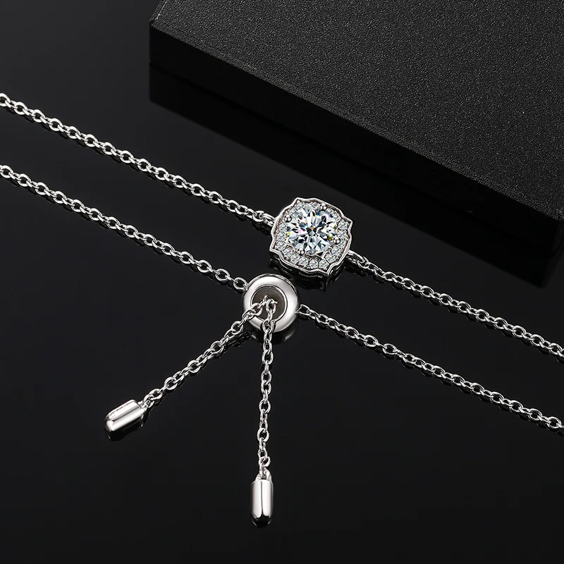 MOISSANITE DIAMOND ICED OUT CHARM BRACELET IN STERLING SILVER - Image 3