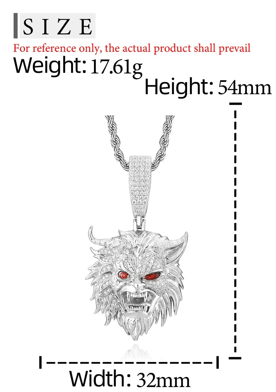 MOISSANITE DIAMOND ICED OUT DEVIL PENDANT IN STERLING SILVER - Image 6