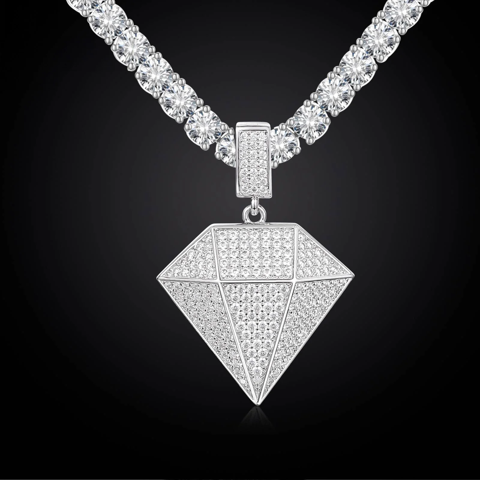DIAMOND SHAPE MOISSANITE PENDANT IN STERLING SILVER - Image 2