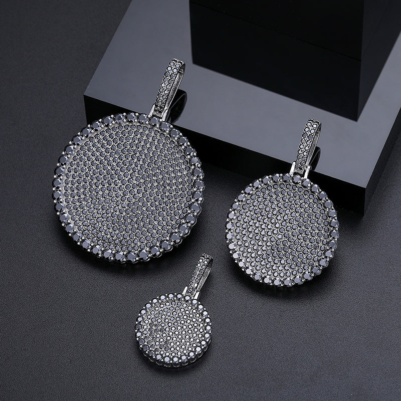 MOISSANITE DIAMOND DISC COIN TAG PENDANT IN STERLING SILVER - Image 3