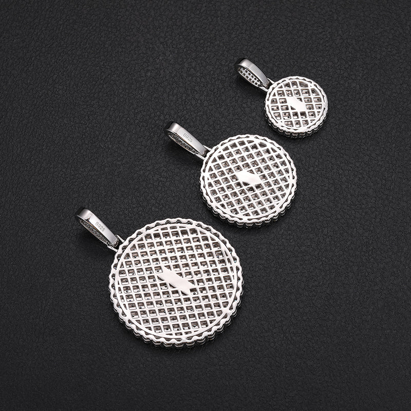 MOISSANITE DIAMOND DISC COIN TAG PENDANT IN STERLING SILVER - Image 4