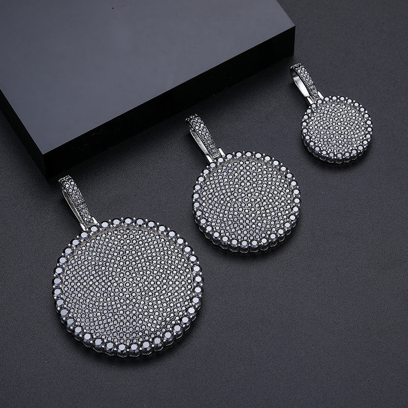 MOISSANITE DIAMOND DISC COIN TAG PENDANT IN STERLING SILVER - Image 6
