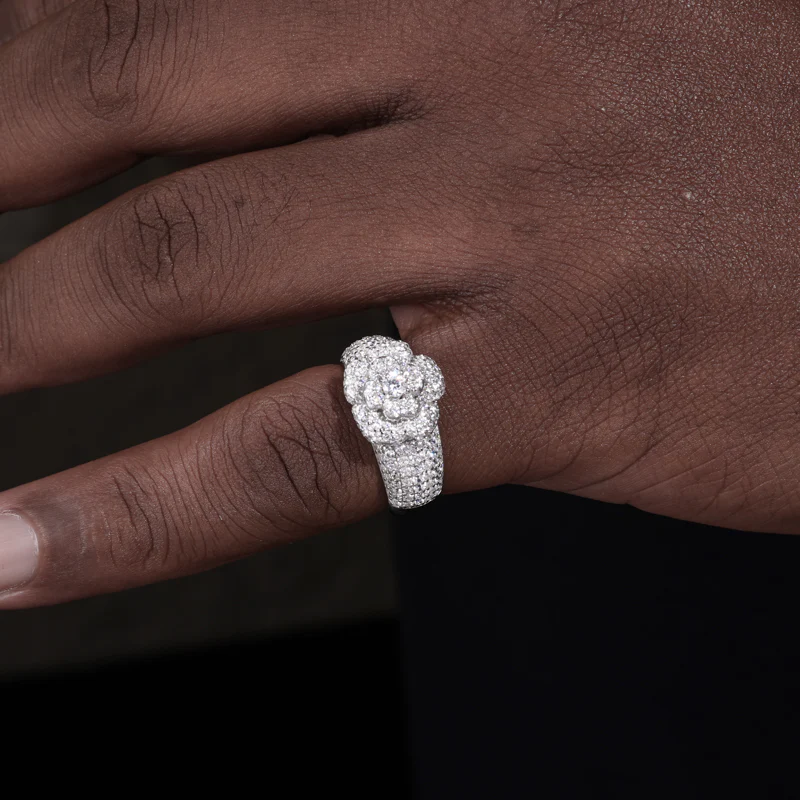 MOISSANITE DIAMOND ICED OUT ENGAGEMENT RING IN STERLING SILVER - Image 3