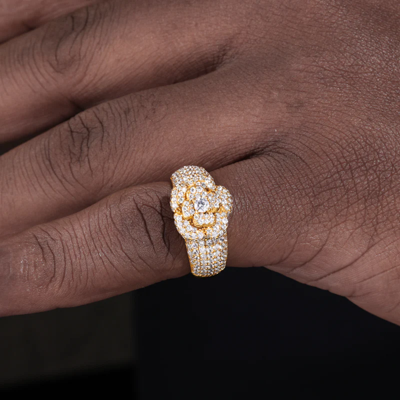MOISSANITE DIAMOND ICED OUT ENGAGEMENT RING IN STERLING SILVER - Image 4