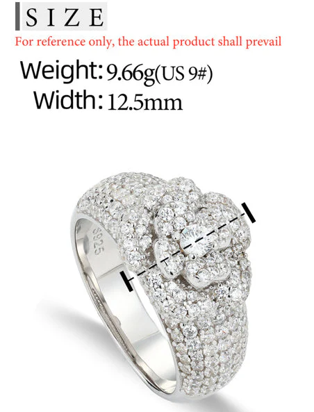 MOISSANITE DIAMOND ICED OUT ENGAGEMENT RING IN STERLING SILVER - Image 6