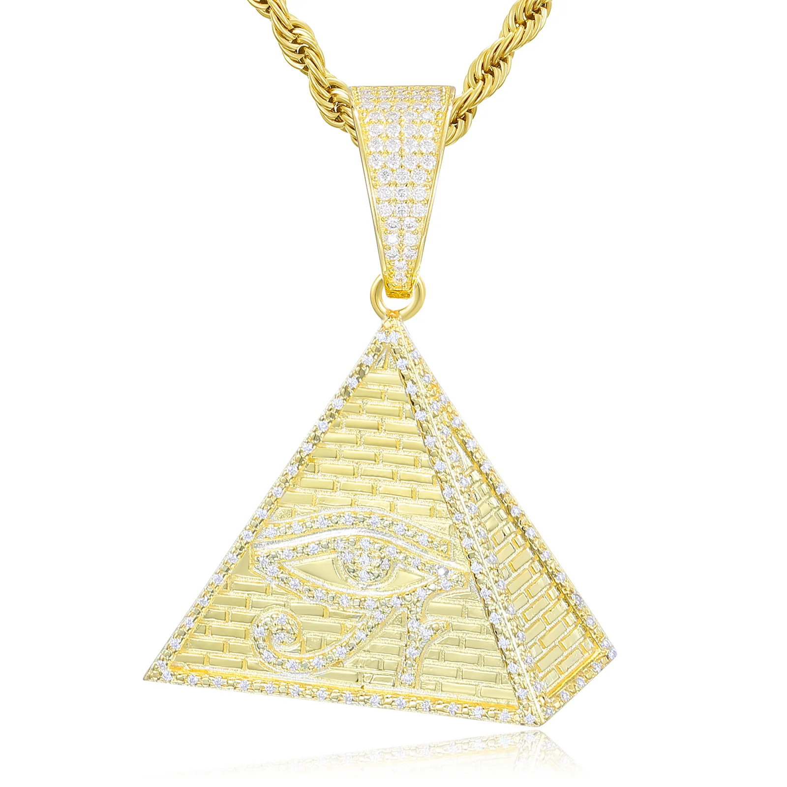 MOISSANITE DIAMOND EVIL EYE PYRAMID PENDANT IN STERLING SILVER - Image 5