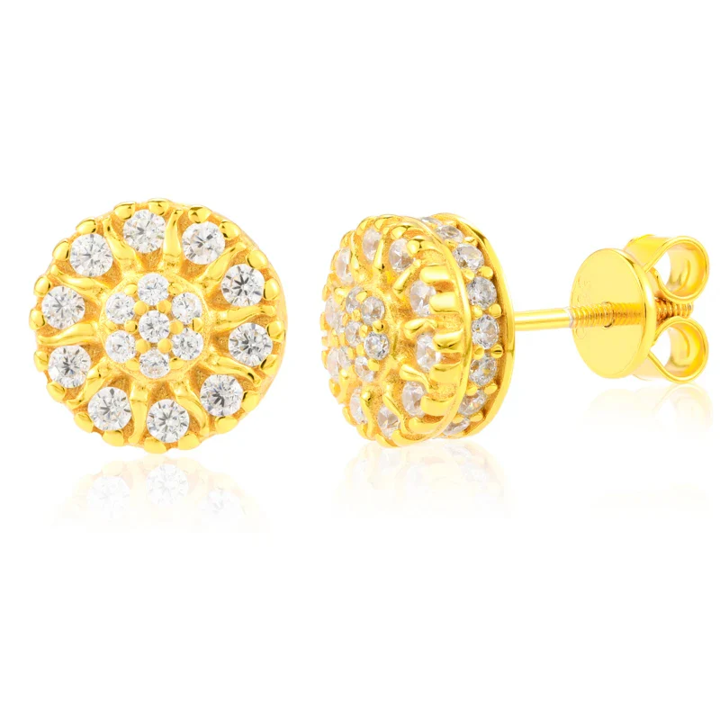MOISSANITE DIAMOND ICED OUT FLOWER STUD EARRINGS IN STERLING SILVER - Image 5