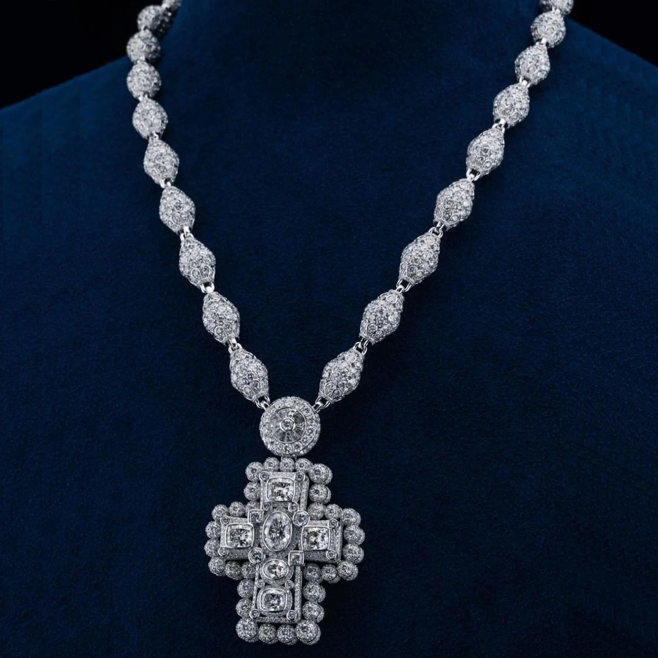 MOISSANITE DIAMOND ICED OUT FOAM CROSS PENDANT - Image 3
