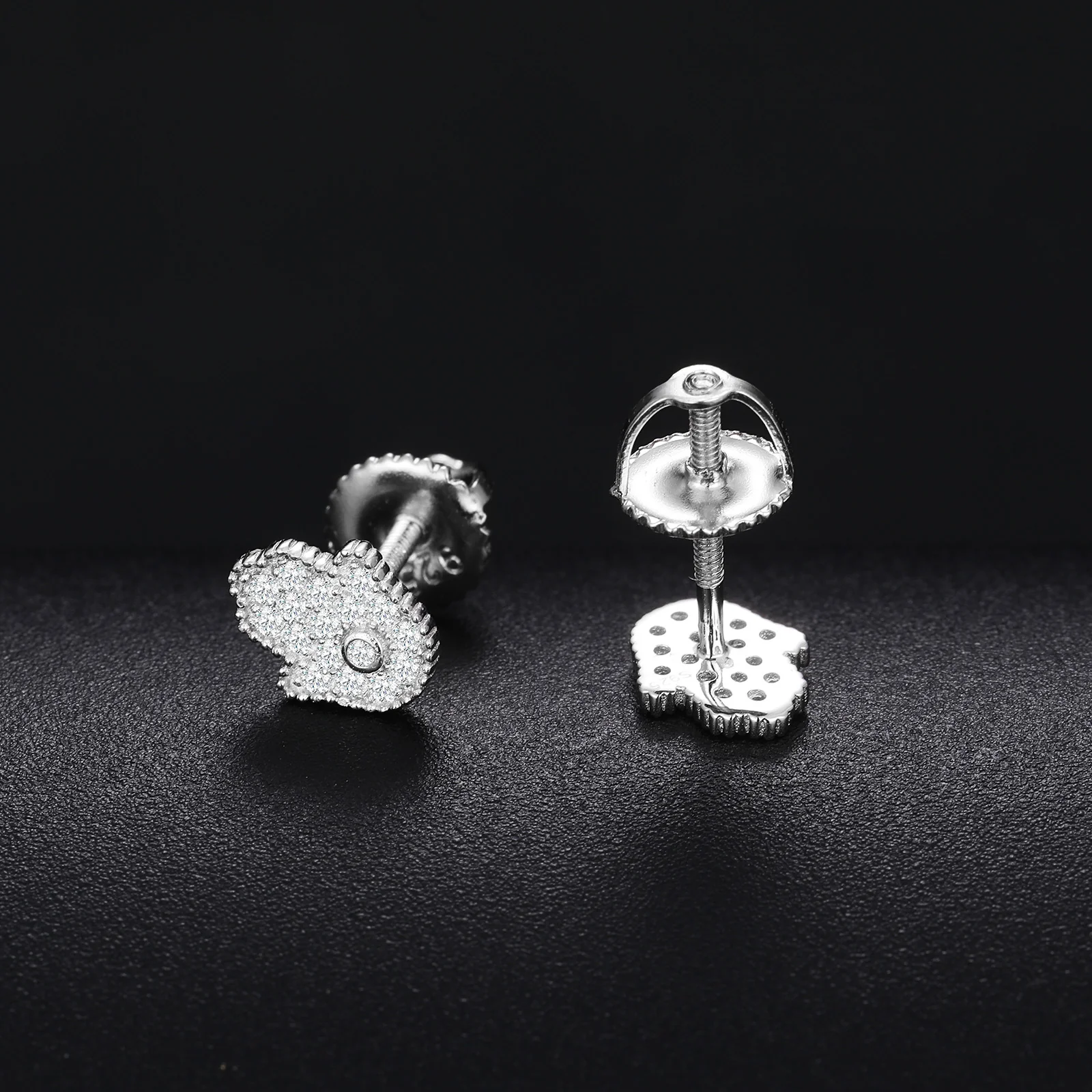 MOISSANITE DIAMOND HAMSA HAND STUD EARRINGS IN STERLING SILVER - Image 4