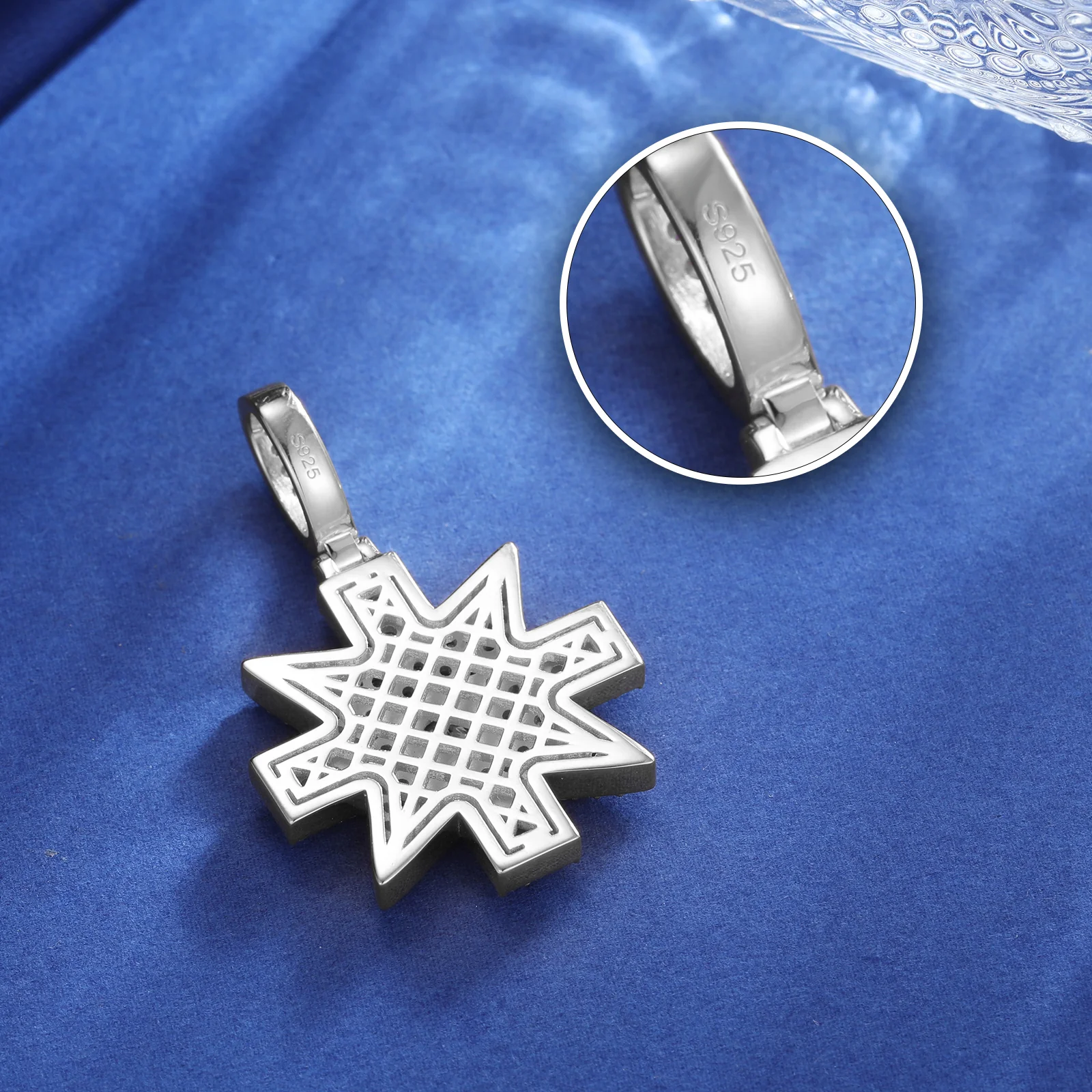 MOISSANITE DIAMOND MALTA CROSS PENDANT IN STERLING SILVER - Image 5