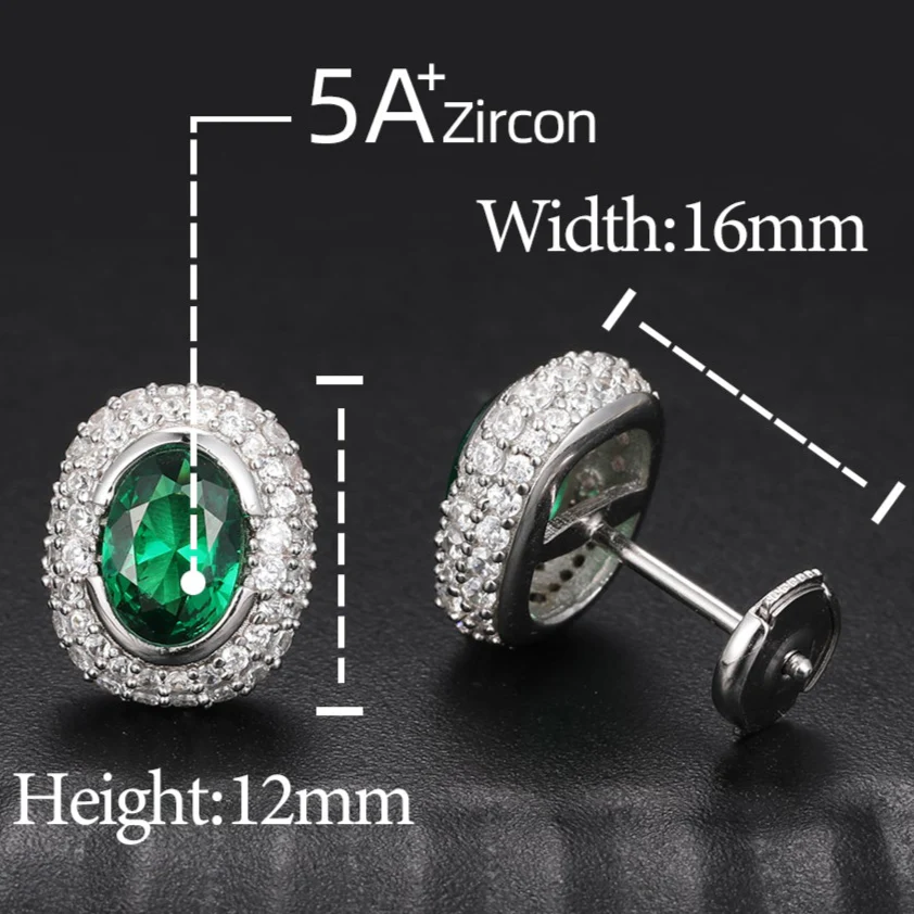 MOISSANITE DIAMOND ICED OUT OVAL STUD EARRINGS IN STERLING SILVER - Image 5