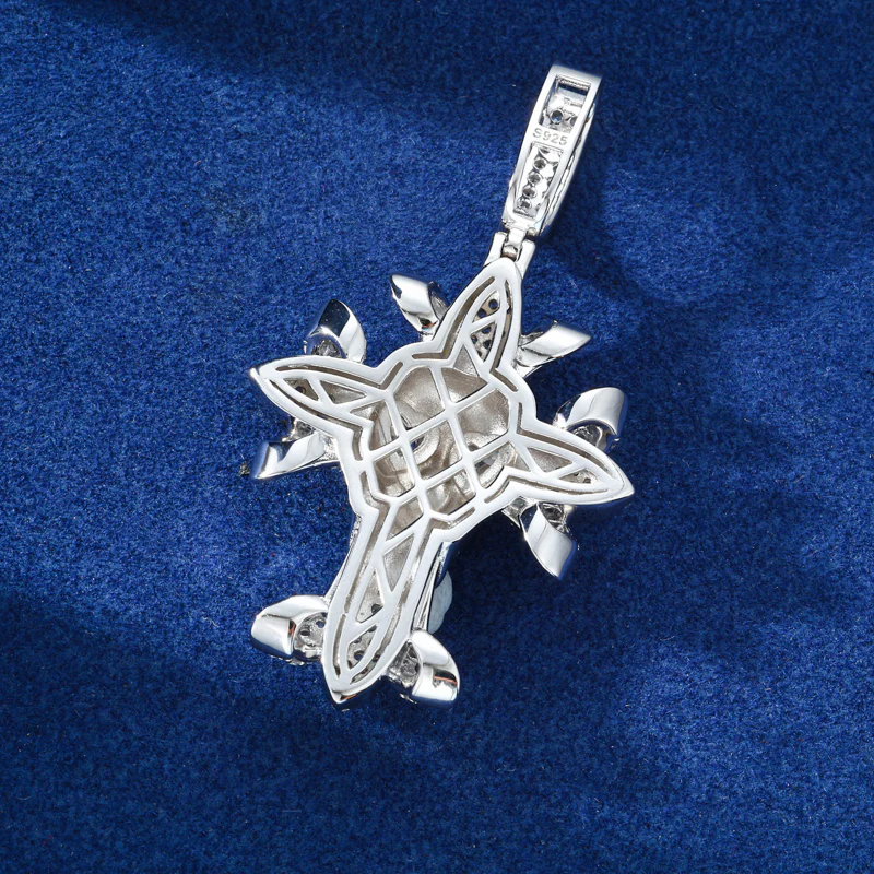 MOISSANITE DIAMOND ICED OUT SKULL CROSS PENDANT - Image 3