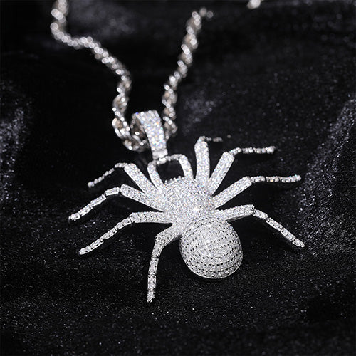 MOISSANITE DIAMOND ICED OUT SPIDER PENDANT IN STERLING SILVER - Image 3