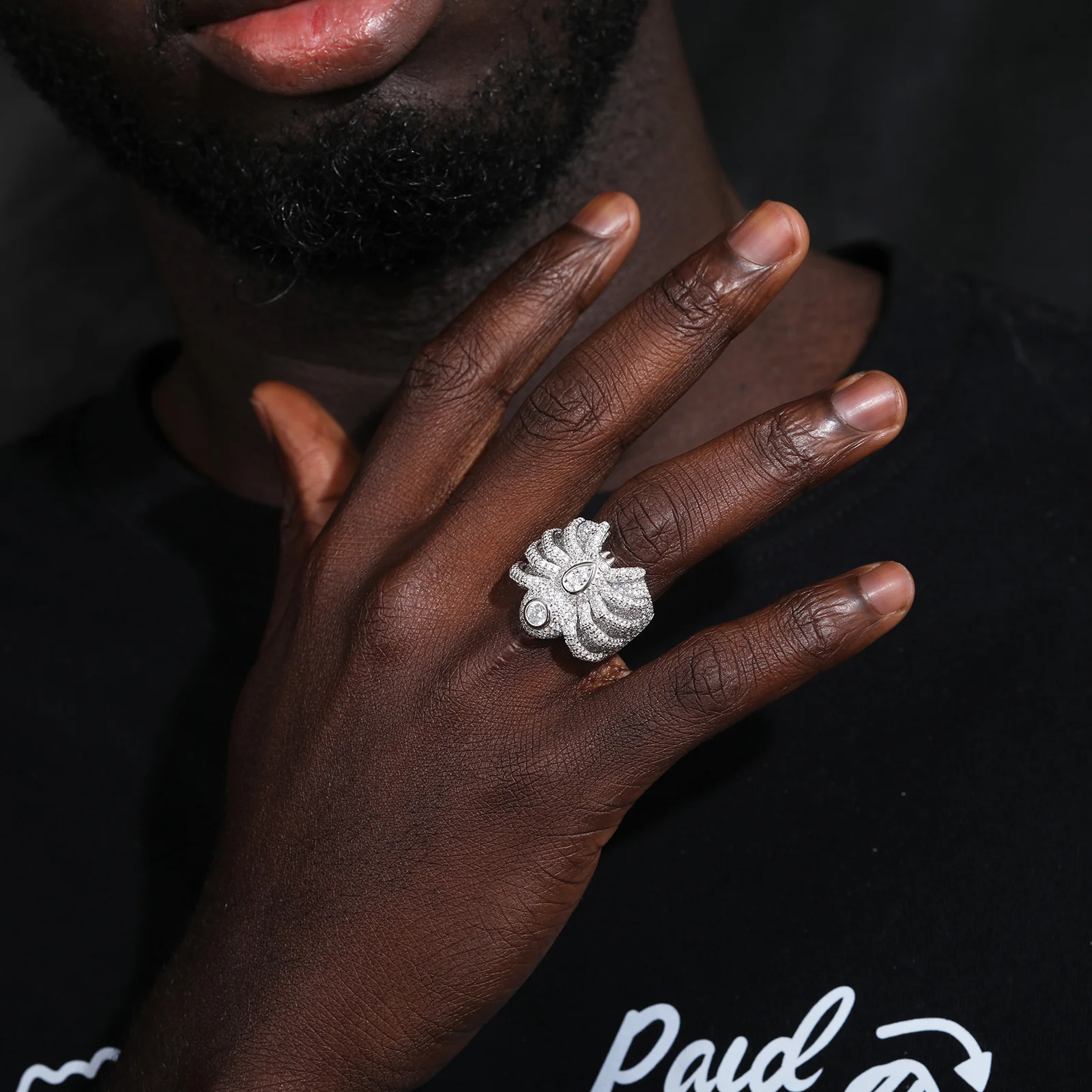 MOISSANITE DIAMOND ICED OUT SPIDER TARANTULA RING IN STERLING SILVER - Image 3