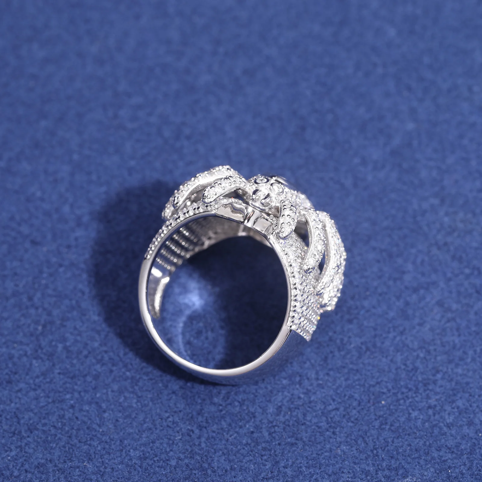MOISSANITE DIAMOND ICED OUT SPIDER TARANTULA RING IN STERLING SILVER - Image 4
