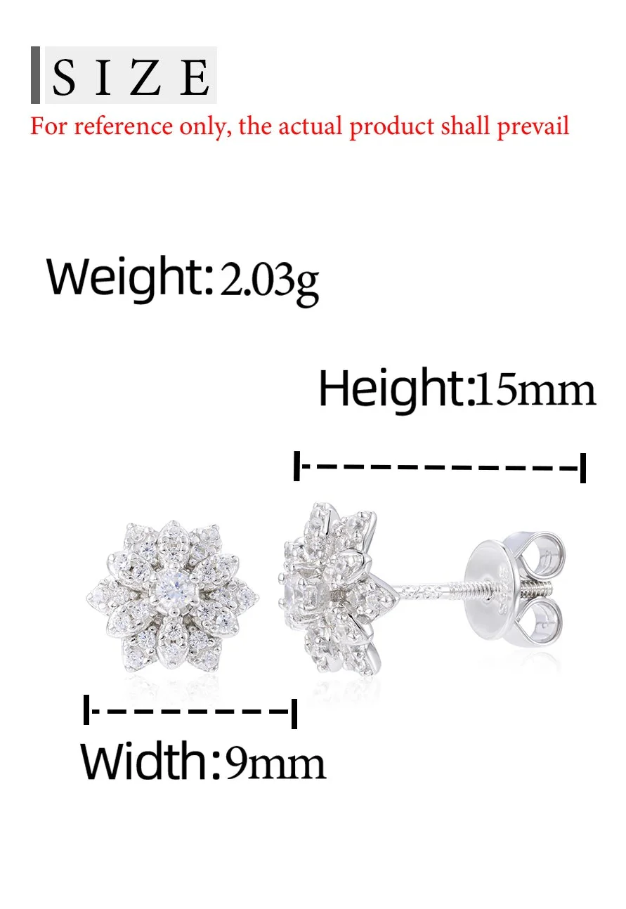 MOISSANITE DIAMOND ICED OUT SUNFLOWER EARRINGS IN STERLING SILVER - Image 8