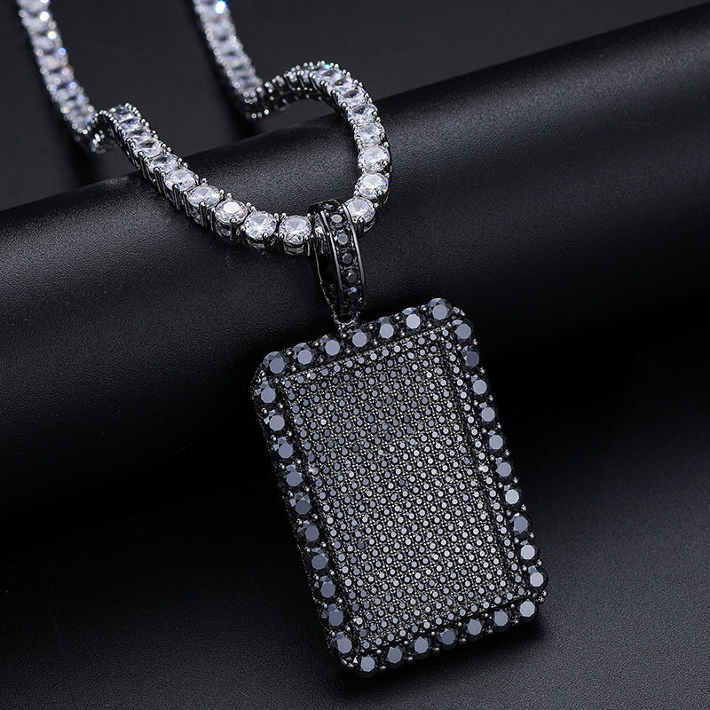 MOISSANITE DIAMOND TAG CHARM PENDANT NECKLACE IN STERLING SILVER - Image 4