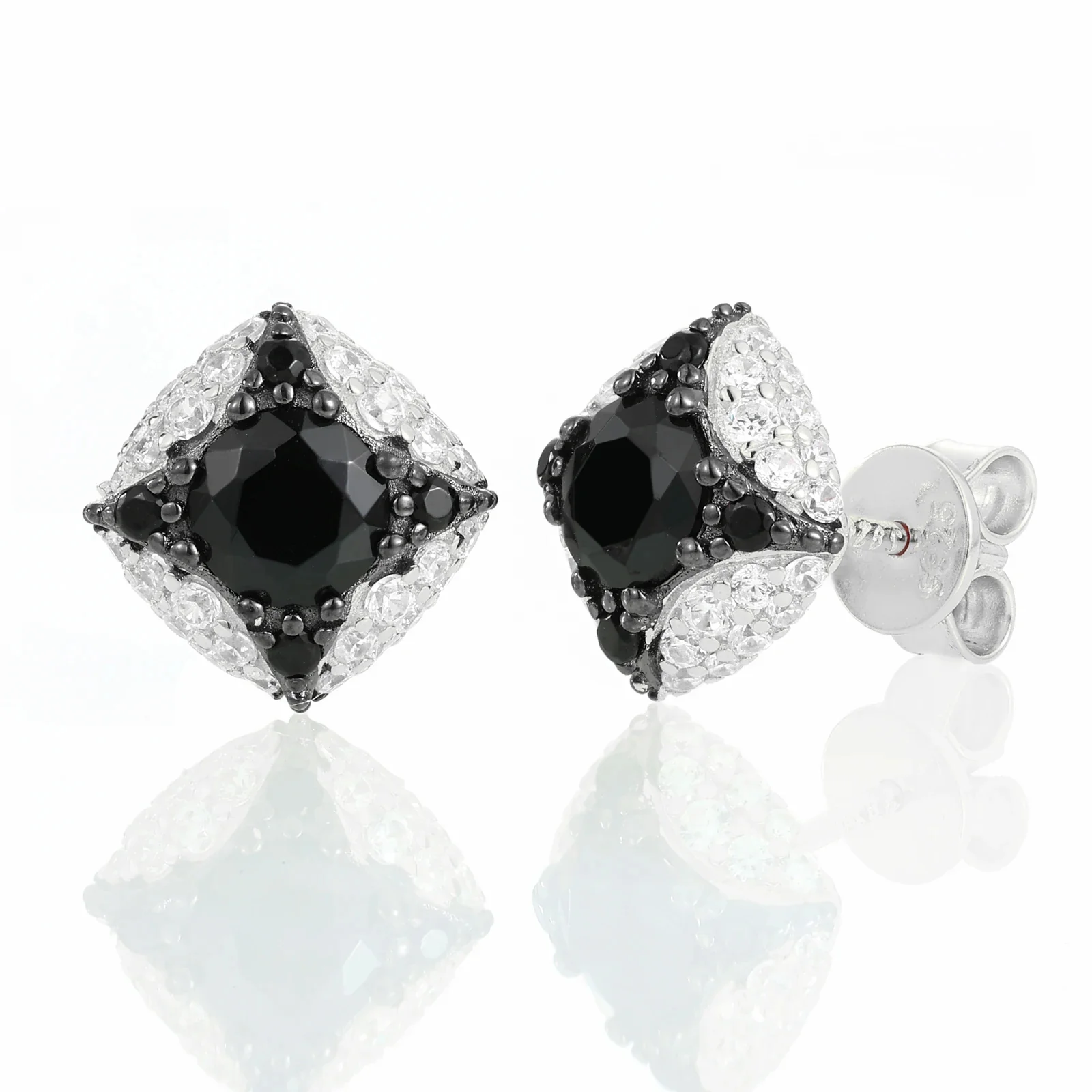 MOISSANITE DIAMOND ICY BLACK STAR EARRINGS IN STERLING SILVER - Image 2